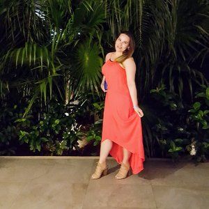 Coral High Low Flowy Dress